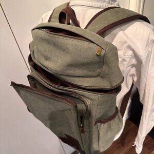 Portage Travel Gear Leather and Canvas Back Pack NWOT
